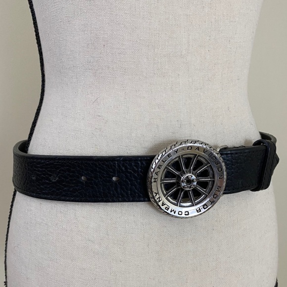 VINTAGE Harley Davidson Leather Belt & Buckle - Picture 2 of 5